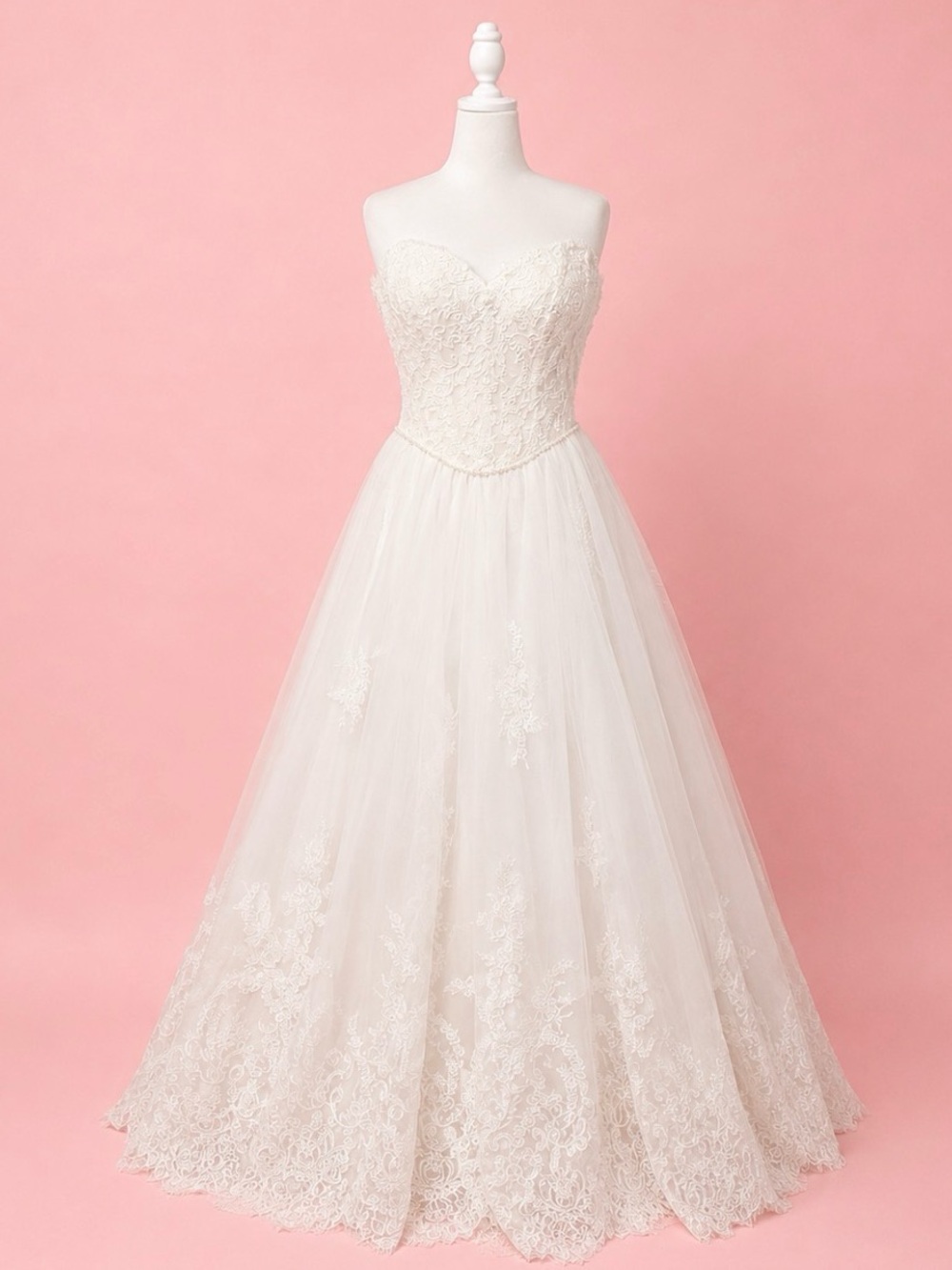 Allure Couture Strapless Lace Ball Gown Wedding Dress in Ivory - Picture 7 of 12